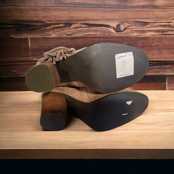 NEW WOMENS MADDEN GIRL DESCENT TAUPE ANKLE BOOTS WITH FRINGE 6.5 - Picture 9 of 9